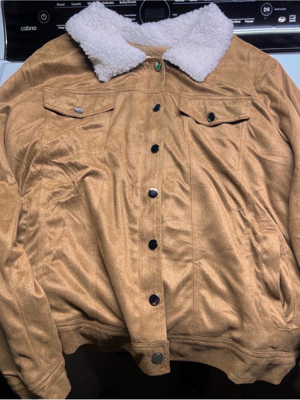 Kori Tan Bomber Jacket with White Sherpa Collar